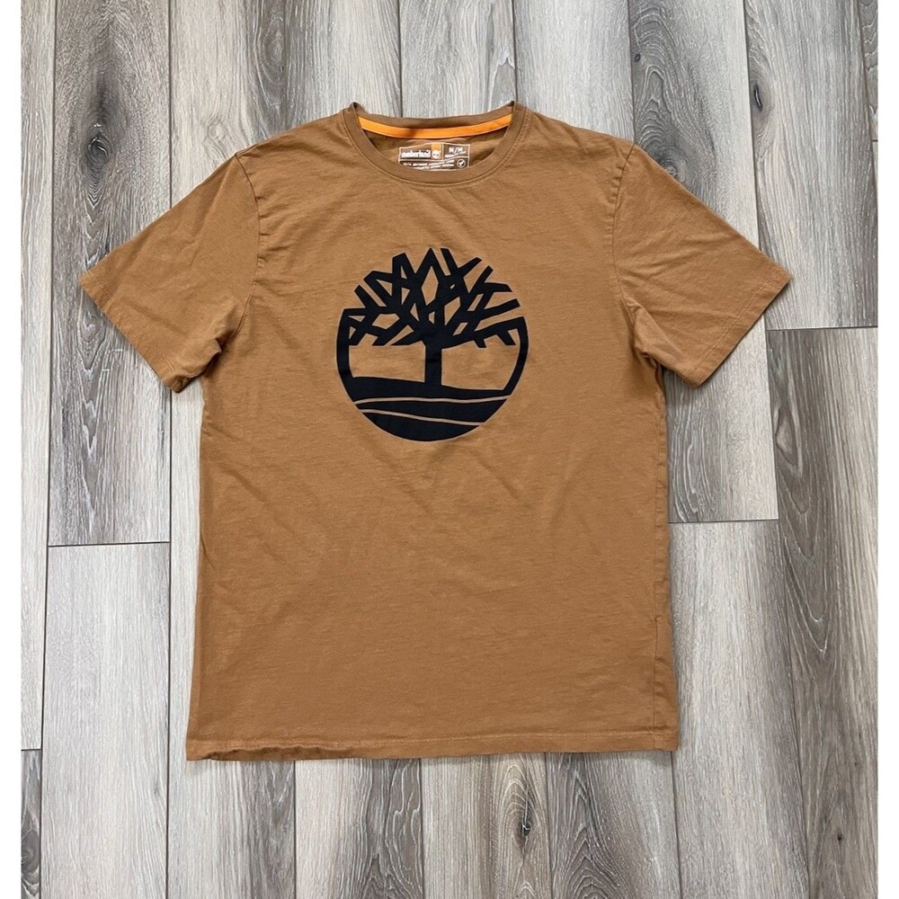 Timberland Men’s Kennebec River Tree Logo Short Sleeve T-Shirt Yellow Size M